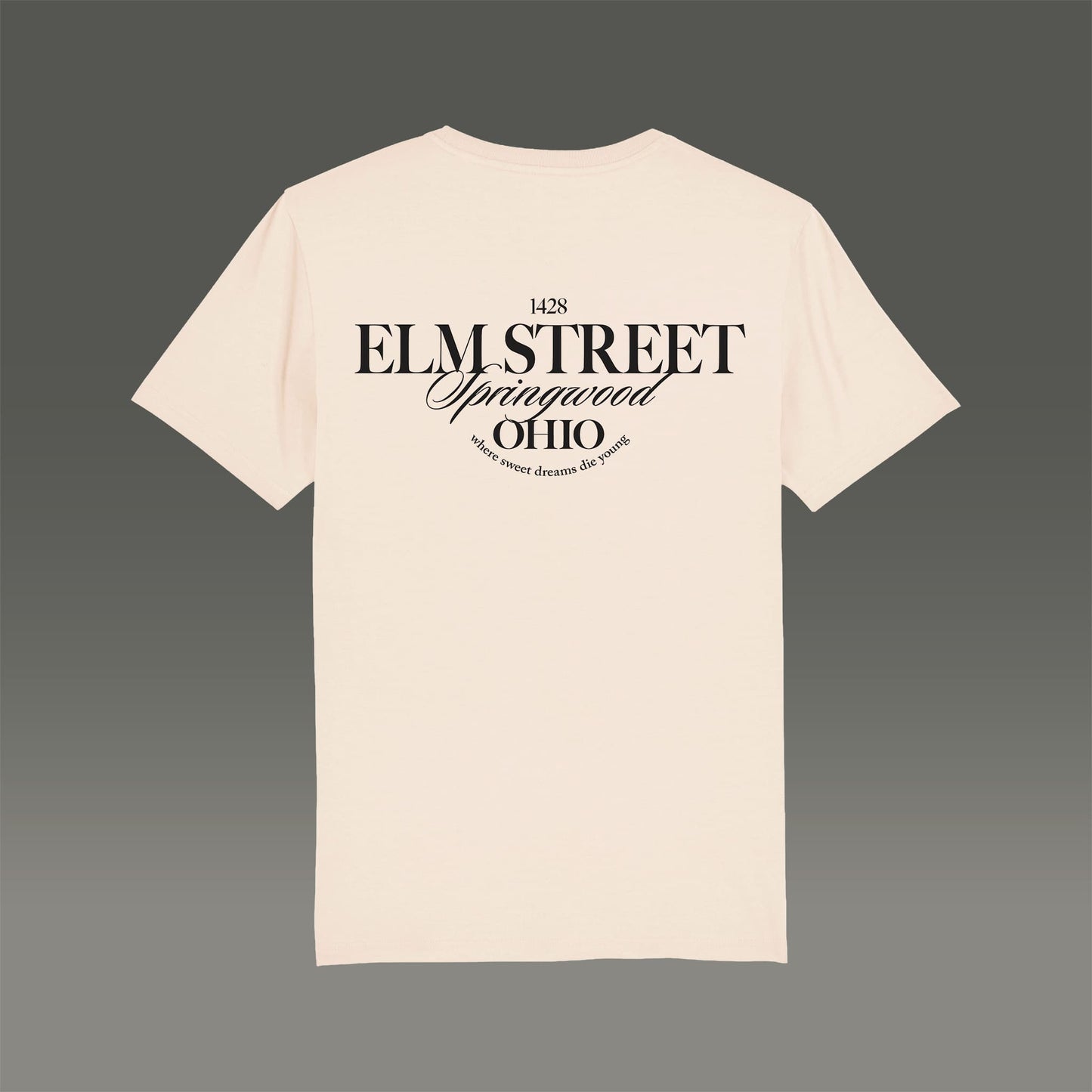 cremefarbenes T-Shirt mit Backprint Elmstreet Ohio