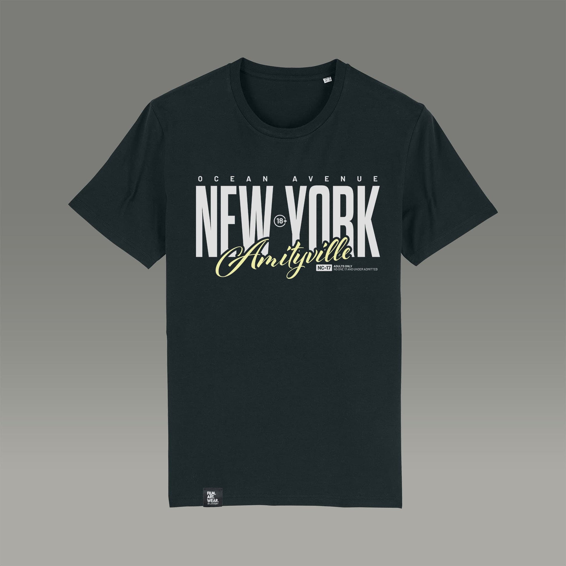 FILM.ART.WEAR. Unisex-Shirts Black / S Organic T-Shirt AMITYVILLE NY