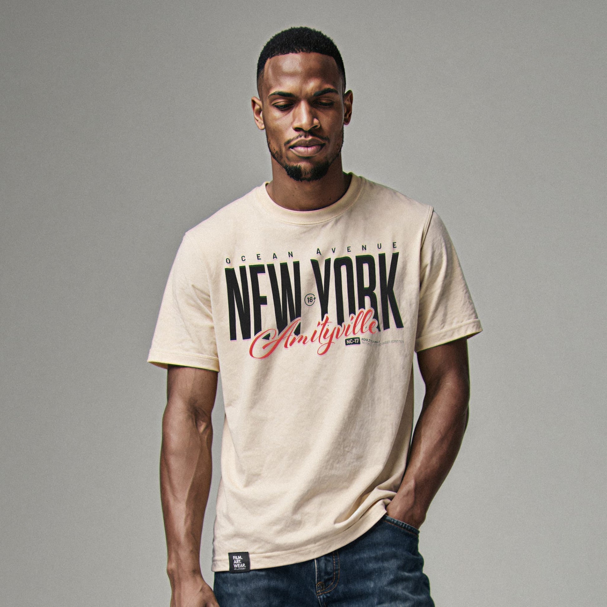 AMITYVILLE NY Tee Premium Cinematic Streetwear FILM.ART.WEAR. Designed in Hamburg