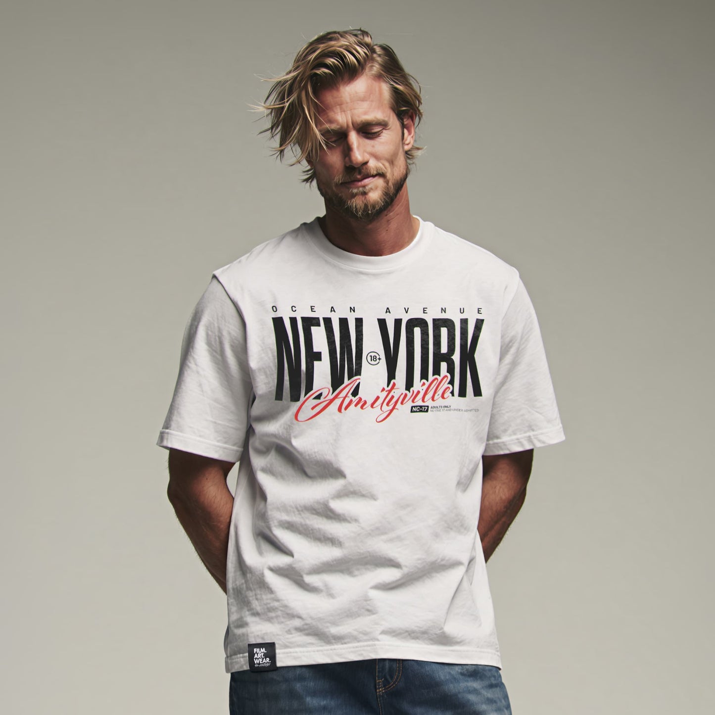 AMITYVILLE NY Tee Premium Cinematic Streetwear FILM.ART.WEAR. Designed in Hamburg