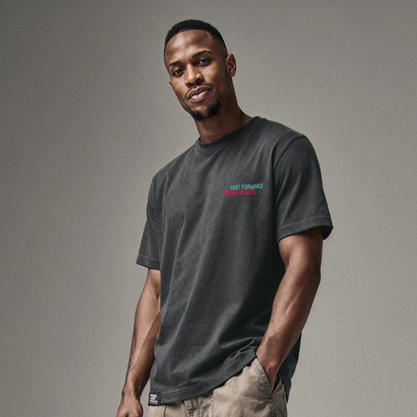 FAST FORWARD NEVER REWIND TEE Premium Cinematic Streetwear FILM.ART.WEAR. Designed in Hamburg