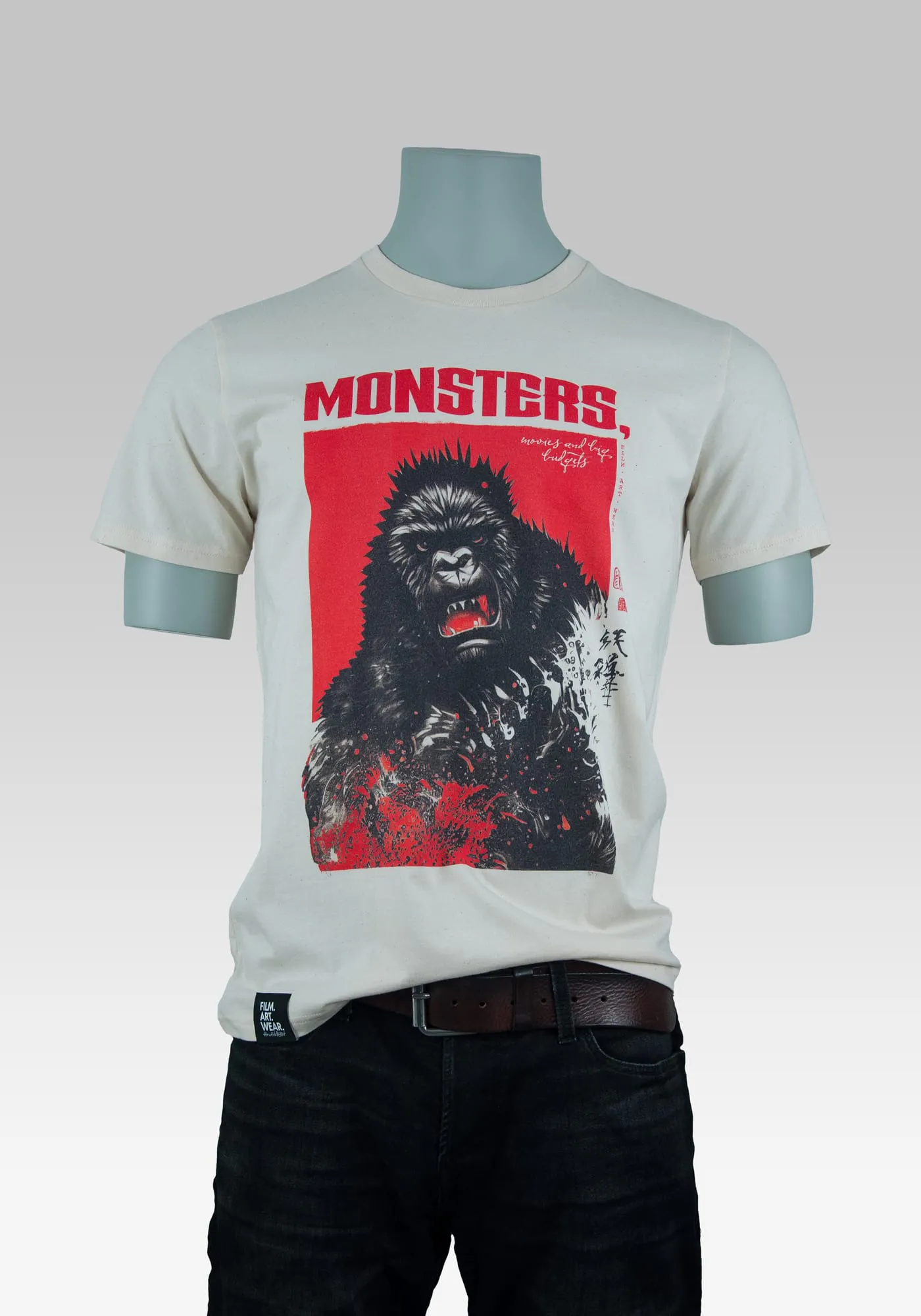 Monster T-Shirt mit einem Gorilla und dem Logo Monsters, Movies and big budgets