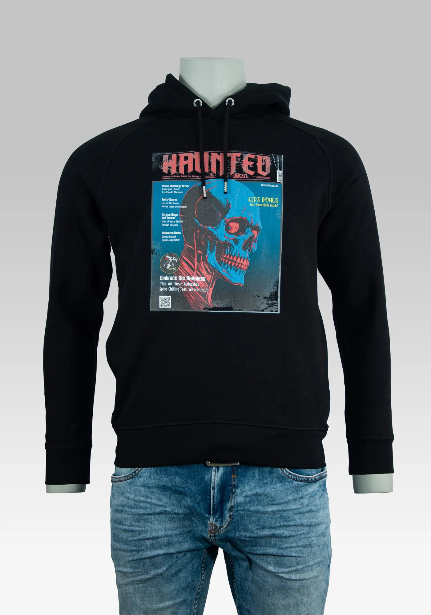 Streetwear-online-shop-Hoodie Haunted auf der Hollowpuppe in Farbe schwarz von vorne