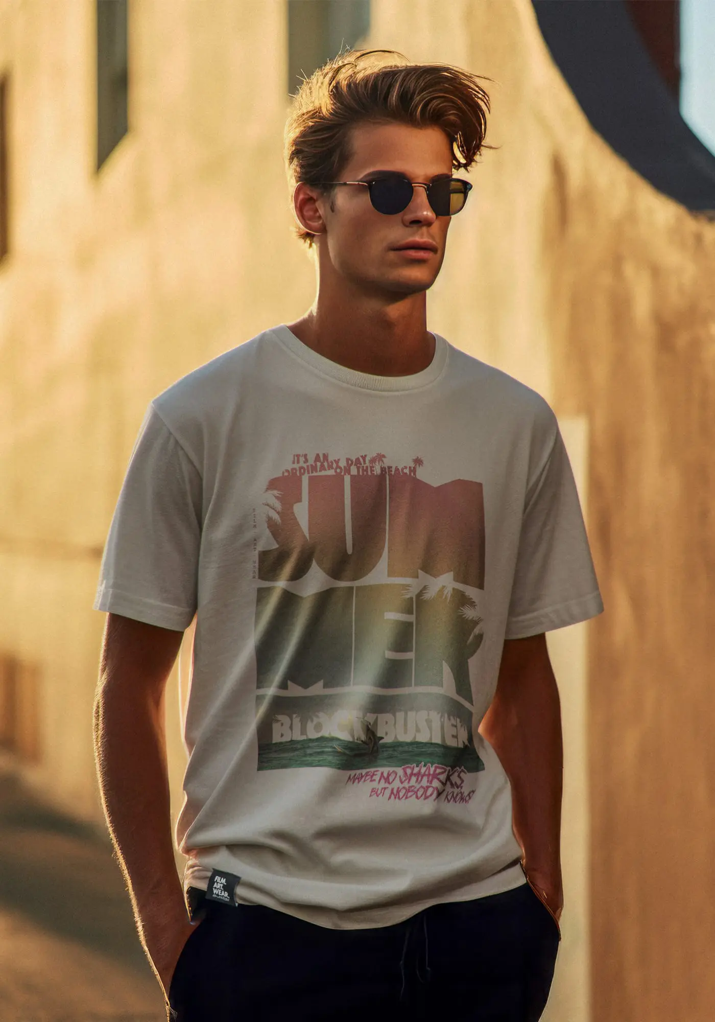 Jordan trägt das t-shirt mit prints Summerblockbuster film fanshirts T-Shirt in natural raw Farbe